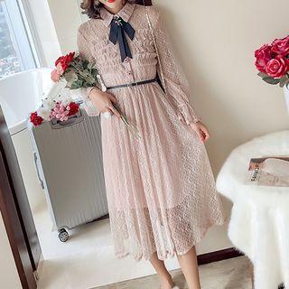 Bow-accent Lace Midi Dress