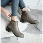 Block-heel Faux Leather Ankle Boots