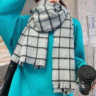 Plaid Scarf Gray - One Size