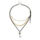 Key Layered Necklace 2661 - Gold - One Size