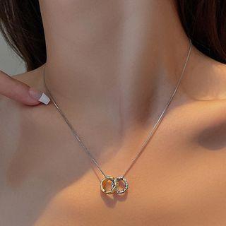 Double Hoop Necklace 1 Pc - Silver - One Size