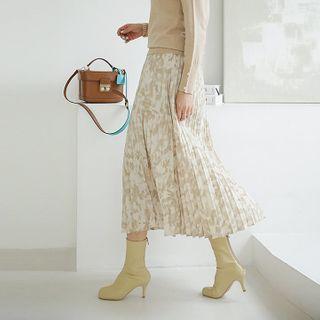 Pattern Accordion-pleat Maxi Skirt