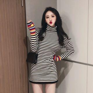 Stripped Long-sleeve Knit Top / Stripped Long-sleeve Knit Mini Dress