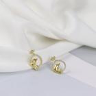 Rhinestone Alloy Dolphin Earring 1 Pair - 925 Silver - Gold - One Size