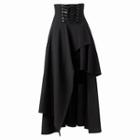 Lace-up Asymmetric Maxi Skirt