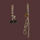 Cherry Chain Asymmetrical Alloy Fringed Earring 1 Pair - Gold & Black - One Size