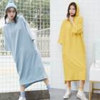 3/4-sleeve Midi Hooded T-shirt Dress