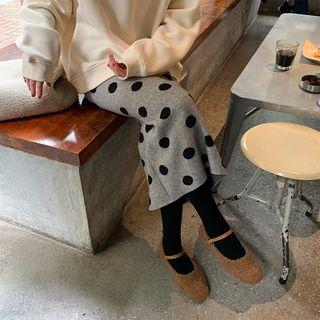 Polka Dot Knit Midi H-line Skirt