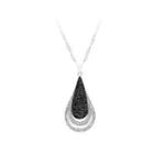 925 Sterling Silver Water Drops Pendant With White And Black Cubic Zircon And Necklace