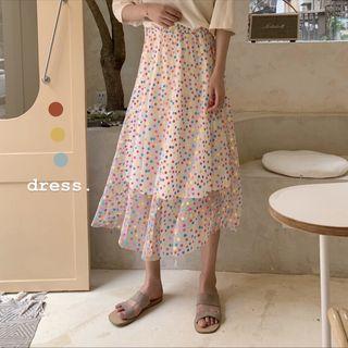 Dotted Mesh A-line Midi Skirt Skirt - One Size