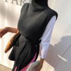 Turtleneck Knit Vest & Sash Black - One Size