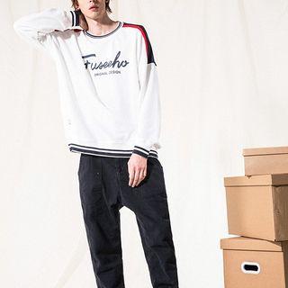 Contrast Panel Lettering Sweatshirt