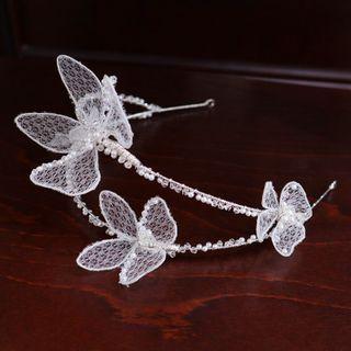 Butterfly Mesh Wedding Headband White - One Size