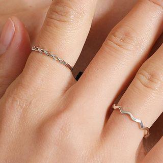 Set: Twisted Ring + Wavy Ring 01 - 10708 - Silver - One Size