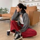 High-neck Zip-up Cardigan