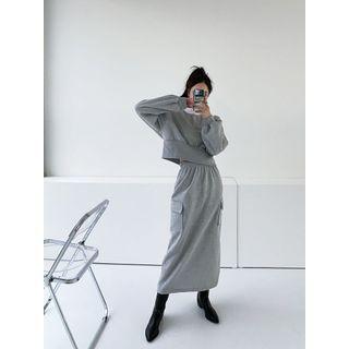 Set: Raglan-sleeve Top + Pocket-trim Skirt