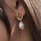 Faux Pearl 925 Sterling Silver Drop Earring 1 Pair - Non-matching Earrings - Gold - One Size