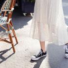 Ruffle-cuff Lace A-line Long Dress