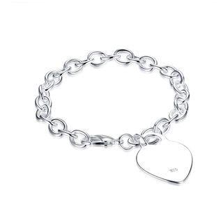 Simple Elegant Fashion Romantic Heart Shape Bracelet Silver - One Size