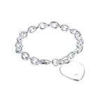 Simple Elegant Fashion Romantic Heart Shape Bracelet Silver - One Size
