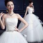Strapless Lace Panel Wedding Ball Gown