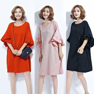 Flounced 3/4 Sleeve T-shirt Dress