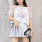 Printed Short-sleeve T-shirt / Pleated Skirt / Set
