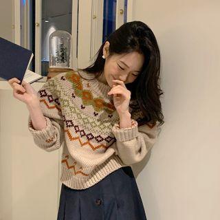 Nordic Pattern Raglan Sweater