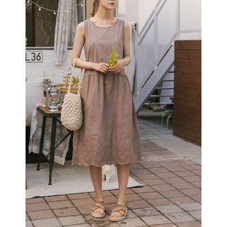 Sleeveless Eyelet-lace Hem Dress