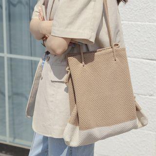 Two-tone Knit Shopper Bag
