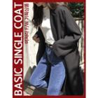 Single-breasted Raglan-sleeve Long Blazer Black - One Size