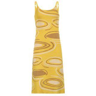 Spaghetti Strap Spiral Print Knit Sheath Dress