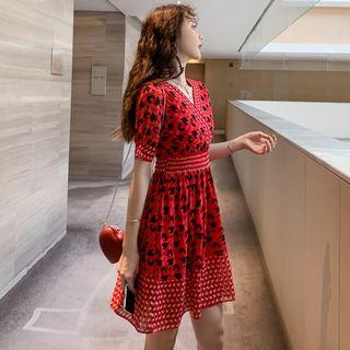 Short-sleeve Mini Printed A-line Dress