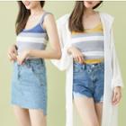 Double Spaghetti-strap Color Block Camisole Top