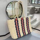 Striped Woven Tote Bag As Shown In Figure - One Size
