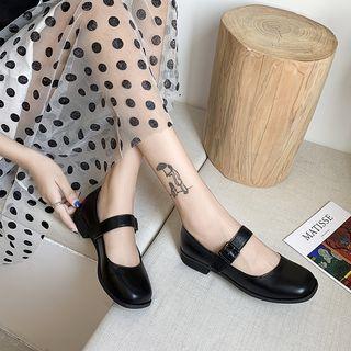 Square-toe Block Heel Mary Jane Shoes