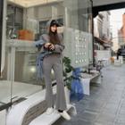 Napped Hooded Top & Boot-cut Pants Set