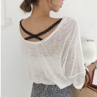 Lace-strap Back Printed Tee