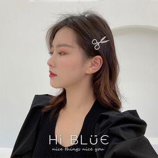 Rhinestone Scissors Hair Clip Silver - One Size