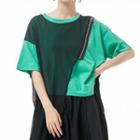Short-sleeve Paneled Half-zip T-shirt
