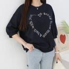 Letter-heart Embroidered Sweatshirt