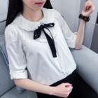 Crochet Lace Collar Long-sleeve Shirt