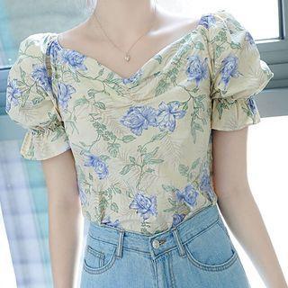 Two-way Shirred Floral Top