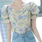 Two-way Shirred Floral Top