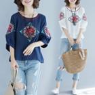 Ethnic Embroidered Semi Sleeve T Shirt
