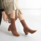 Square-toe Chunky Heel Mid-calf Boots