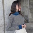 Turtleneck Gingham Sweater