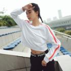 Sports Contrast Trim Cropped Pullover / Sweatpants