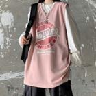 Loose-fit V-neck Pattern Vest