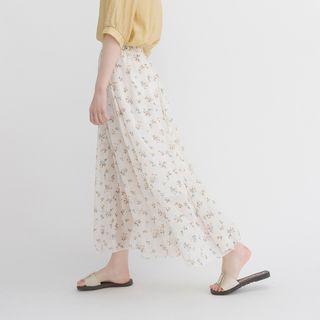 Floral Midi A-line Skirt As Shown In Figure - One Size